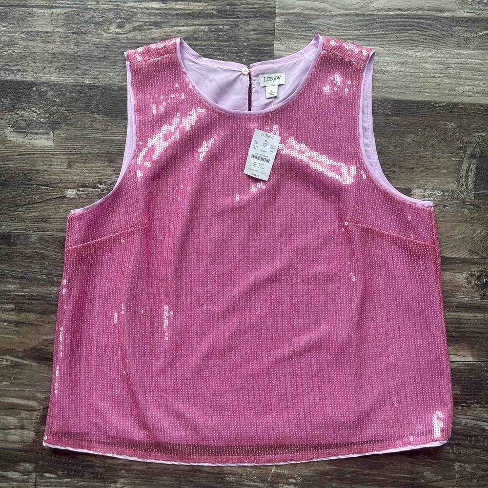 J. Crew Sparkling Pink Sequin Top